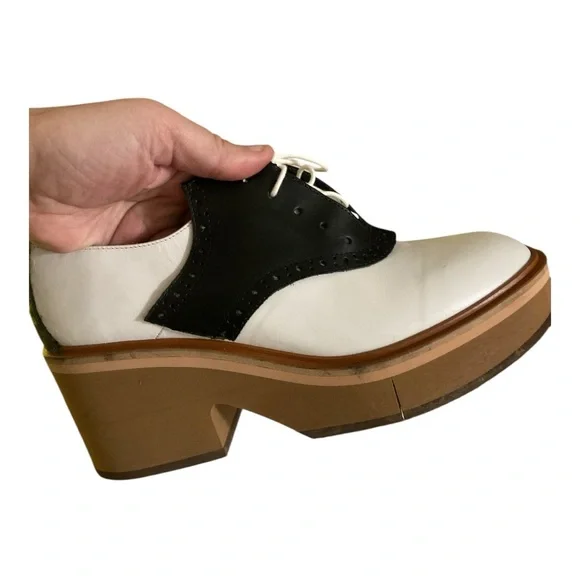 Robert Clergerie Black and White Platform Saddle Shoes- Fantastic! Size 39.5 - Picture 8 of 15
